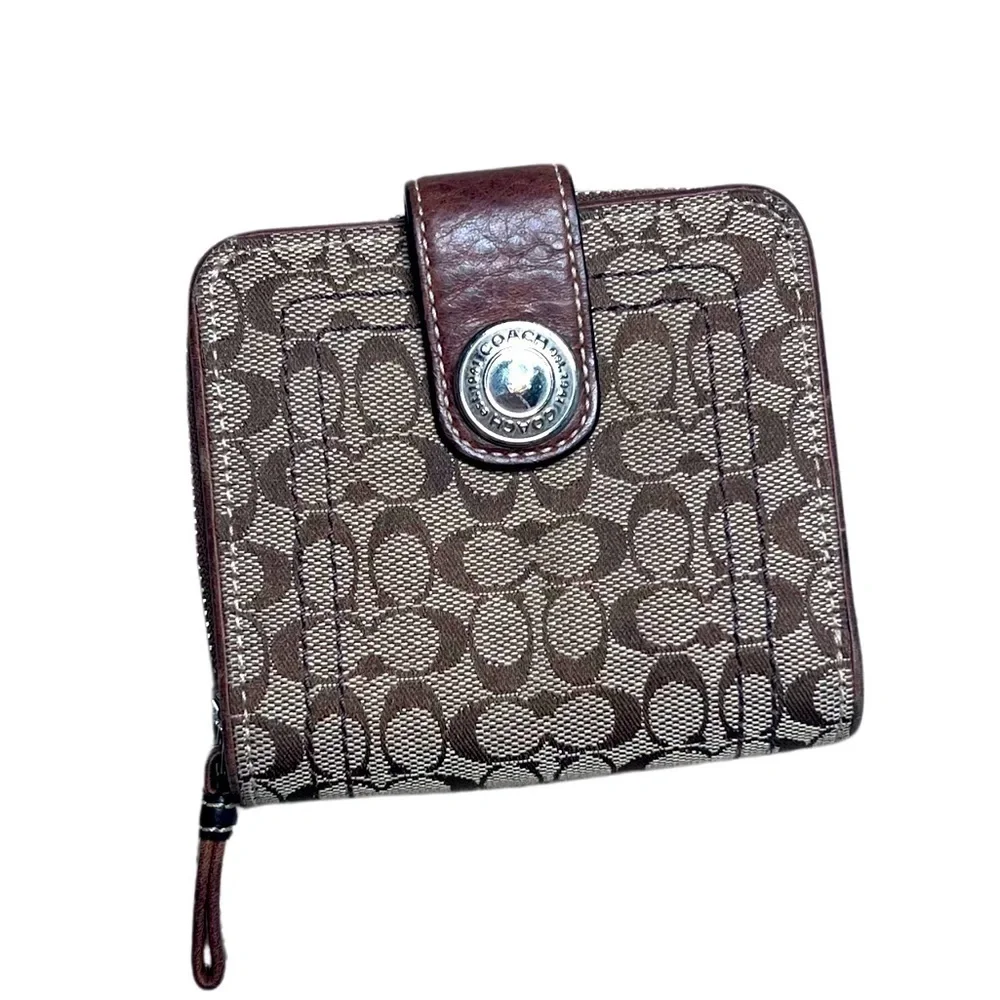 Coach Brown and Cream Signature Wallet - Picture 1 of 4